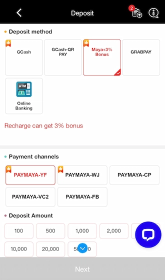 Step 1: players should choose Maya as the payment method.