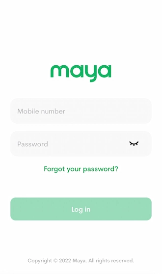 Step 3: The system switches to the Maya login interface. Please log in to your Maya account to make the money transfer payment.